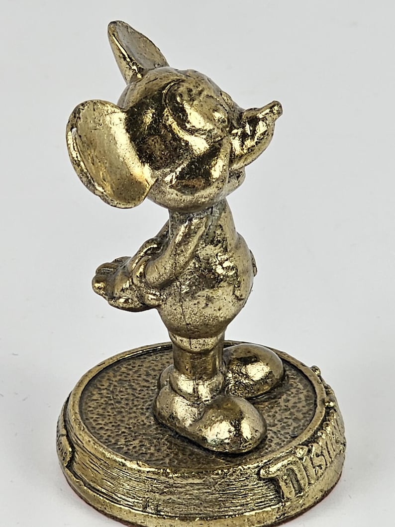 Vintage Disneyland Mickey Mouse messing presse-papier beeldje souvenir bureaudecor afbeelding 4