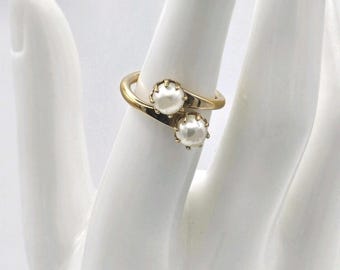 Vintage Sarah Coventry-ring gemaakt in Canada nepparelgoudkleur maat 5,5 "