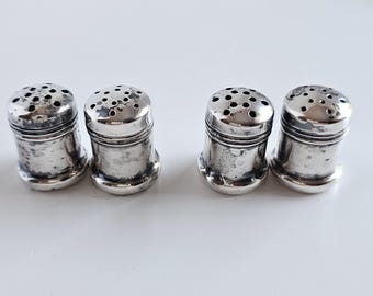 Juego de salero y pimentero vintage de plata de ley 925, mini plata maciza, lote de 4