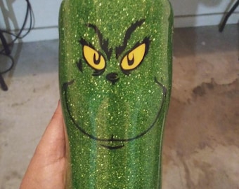 Grinch Weihnachtsbecher: Individuell angefertigte Glitzer Edelstahltasse