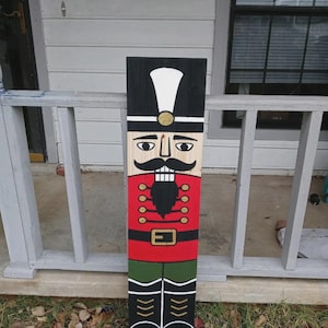 Nutcracker Porch Sign | Christmas Porch Board | Holiday Leaner Sign | Hand-Painted Wooden Nutcracker | Outdoor Christmas Decor|Free Shipping