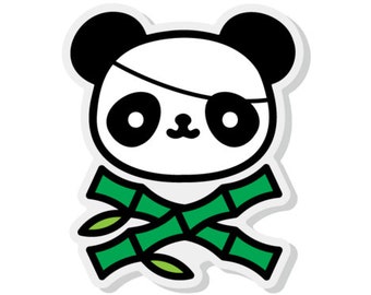 Panda Pirate Badge | Acrylic Button with Black Rubber Clutch