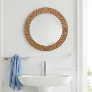 Nautical Wall Mirror | Rustic Round Rope Mirror | Farmhouse Wall Decor | Rope Hanging Mirror | Coastal Bathroom Mirror| Vintage Mirror| Gift