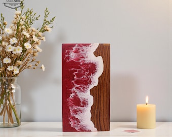 Handcrafted Ocean Wave Resin Urn Box | Wooden Memorial Ashes Box | Coastal Keepsake Urn | Personalized Cremation Box | Human & Pet Urn
