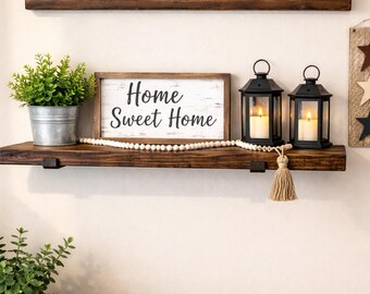Rustic Floating Shelves with Industrial Brackets, Modern, Kitchen Shelf, Farmhouse Home Decor (Qty 1 each)