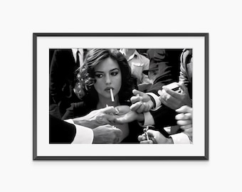 Monica Bellucci rauchend, Fotografie Drucke, Film Poster, Retro Wandkunst, schwarz und weiß Drucke, Wandkunst in Museumsqualität