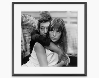 Serge Gainsbourg, Jane Birkin, impresiones fotográficas, póster retro, arte mural en blanco y negro, impresiones vintage, póster fotográfico de calidad museística