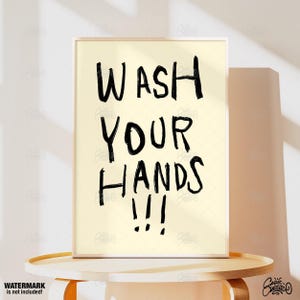 Wash Your Hands, Funny Bathroom Art, Toilet Prints, Funky Wall Art, Bathroom Wall Decor, Quote Print, Minimalist Wall Art, Fine Art Print