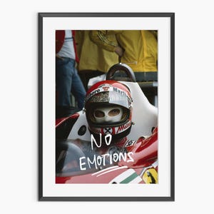 No Emotionen, Fotografie Drucke, Niki Lauda, F1 Poster, Formel 1 Poster, F1 Drucke, Zitat Wandkunst, Fotografie Poster in Museumsqualität