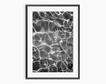 Wave Poster, Photography Prints, Aesthetic Room Decor, Underwater Photography, Black and White Prints, Museum Quality Wall Art