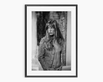 Jane Birkin, impresiones fotográficas, póster de Jane Birkin, impresiones vintage, arte mural en blanco y negro, póster retro, póster fotográfico de calidad museística
