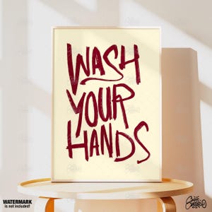 Wash Your Hands, Typography Print, Funny Bathroom Art, Toilet Poster, Funky Wall Art, Bathroom Wall Art, Quote Print, Fine Art Print