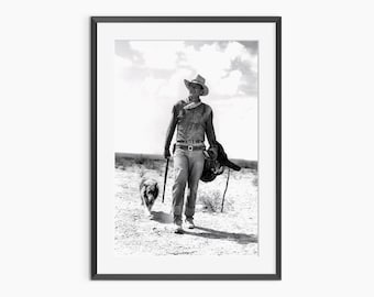 John Wayne, Photography Prints, Hondo, John Wayne Poster, Retro Poster, Black and White Wall Art, Museum Grade Photography Poster