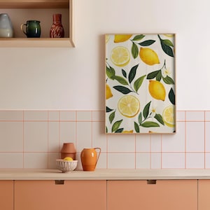 Lemon Wall Art, Lemon Poster, Cute Prints, Bright Kitchen Decor, Fresh Lemon Print, Aesthetic Room Decor, Kitchen Wall Art