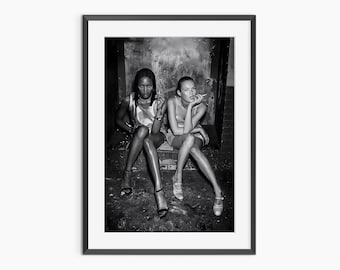 Kate Moss Print, Naomi Campbell Print, Photography Prints, Black and White Wall Art, Vintage Prints, Museum Quality Photography Poster