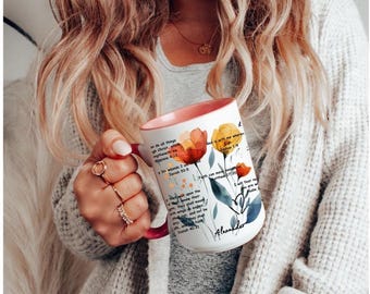 Look to Him Scripture Mug, Bible Verse Mug, Faith Coffee Mug, Floral Christian Gift, Inspirational Tea, Boho Mug-