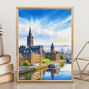 Glasgow Travel Print Wall Art Glasgow Wall Hanging Home Décor Scottish Gift Art Lovers Scotland Art Lover Gift Glasgow Print UK Wall Art
