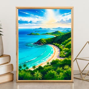 US Jungferninseln Reisedruck Wandkunst USVI Wandbehang Wohnkultur St Thomas Geschenk Kunstliebhaber Karibik Kunstliebhaber Geschenk Jungferninseln