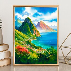 Saint Lucia Travel Print Wall Art Saint Lucia Wall Hanging Home Décor Saint Lucia Gift Art Lovers Caribbean Art Lover Gift Saint Lucia
