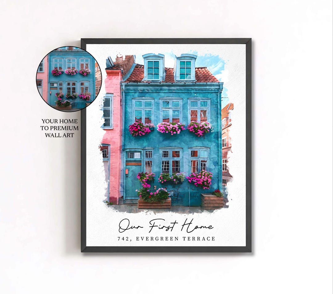 Custom House Portrait Watercolor Home Illustration Personalized House ...