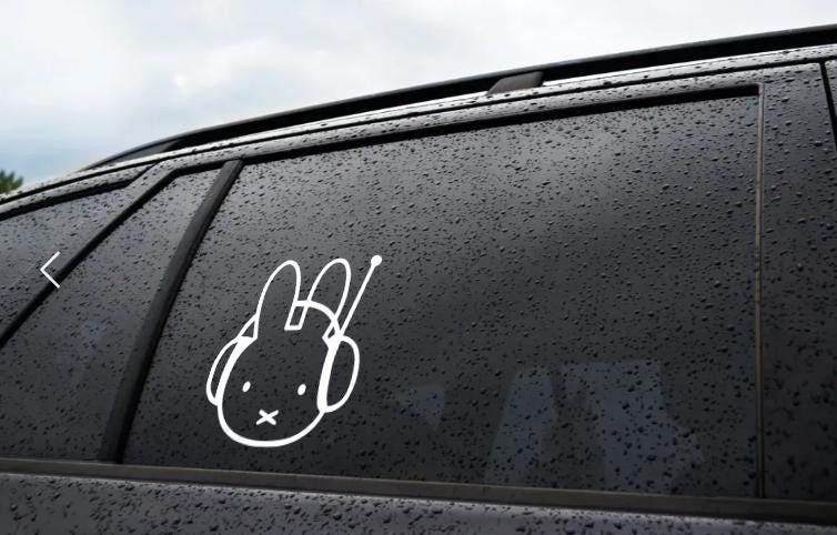 White Rabbit Car Decal Bunny Rabbit Car Decal Sticker: White or Black Vinyl, 4 Inch BONUS ...