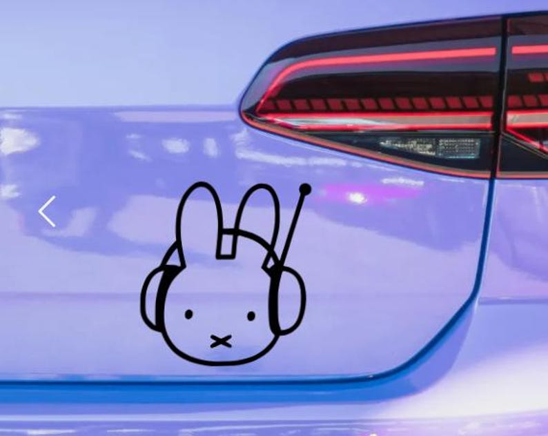 Bunny Rabbit Car Decal Sticker: White or Black Vinyl, 4 Inch BONUS ...