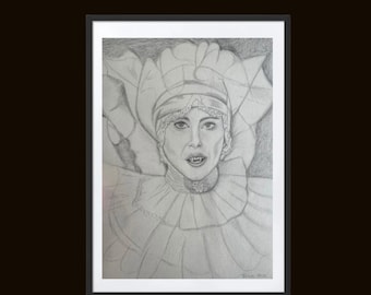 Lucy Westerna, Original-Graphitzeichnung, von Dracula inspiriertes Originalporträt, handgezeichnete Vampirkunst, gruseliges Porträt