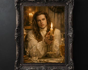 Gothic Vampir Porträt – Louis inspirierte dunkelromantische Kunst, schwermütige gotische Illustration, druckbare digitaler Download