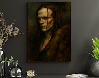 Frankenstein Creature Gothic Art Print – Donker horrorportret, klassieke monsterillustratie, afdrukbare digitale download