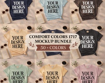 Comfort Colors 1717 Bundle | 50+ Colors Flat Lay T-Shirt Mockup (Digital Download)