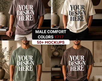 1717 Mockup Bundle | 50+ Comfort Colors Men’s T-Shirt Mockups | Oversized Tee | POD Download