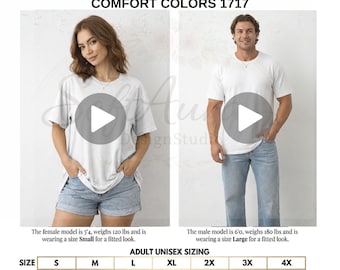 Comfort Colors 1717 Size Guide Video | Male & Female Model Try On | CC1717 Mockup Video | T-Shirt Size Chart for POD Sellers