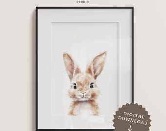 Bunny Watercolor Nursery Print: Baby Girl Room Decor (Digital Download)