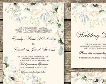 Printable Wedding Invitation Template, Wedding Invitation Printable, Succulent Wedding Invitation, Botanical Wedding Invitation Printable