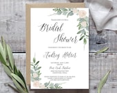 Printed Bridal Shower Invitation, Greenery and Cream Floral Bridal Shower Invitation, Rustic Bridal Shower Invitation, Garden Bridal Shower Il_170x135