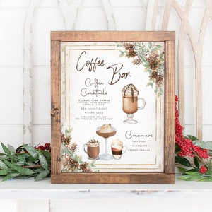 Modelo de placa de cafeteria, menu de barra de chocolate quente, modelo de placa de menu de bebida de chocolate quente com pinha, placa de bebida exclusiva, mais de 7.000 imagens de bebidas