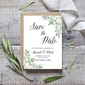 Printable Save the Date Template, Greenery Save the Date Printable Template, Botanical Save the Date, Succulent Save the Date, Save our Date