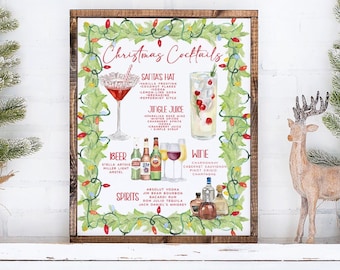 Christmas Signature Drinks Sign: Holiday Bar Menu Template (Digital Download)