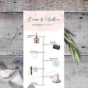Wedding Timeline, Editable Timeline, Printable Wedding Schedule, Order of Events, Wedding Day Timeline, Printable Wedding Itinerary Template