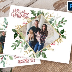 Christmas Card Template, Photoshop Christmas Card Template, PSD Template, Holiday card template for photographers, Photo Christmas Card