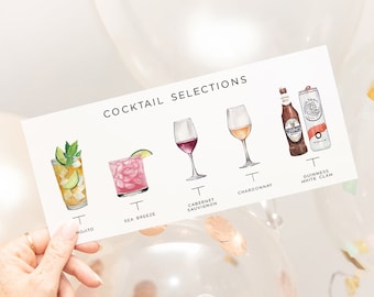 Modello di carta menu bar, modello di menu bevande moderno modificabile, menu bar stampabile minimalista, carta bevande firmate, oltre 4.000 immagini di bevande