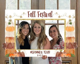 Photo Prop Frame PRINTED, Ready to Use, Fall Festival, Pumpkin Photo Frame, Harvest Festival Backdrop, Thanksgiving Photo Prop, Selfie Frame