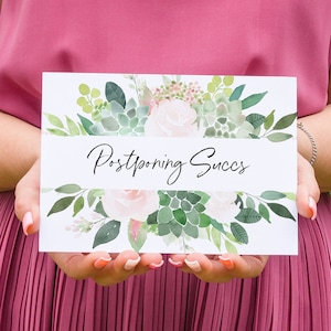 Postponed Wedding Card, Postponing Succs Announcement, Change of Date, Succulent Postponement Announcement Template, Postponed Download
