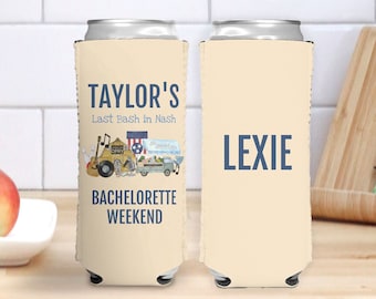 Nashville Bachelorette Party Favor, Nashville Slim Can Cooler, Personalized Bachelorette Can Cooler, Last Bash in Nash Bach, Drink Holder