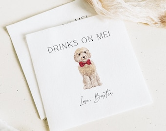 Personalized Pet Wedding Cocktail Napkins, Full Color Custom Wedding Napkins, Dog or Cat Cocktail Napkins, Watercolor Pet Cocktail Napkins