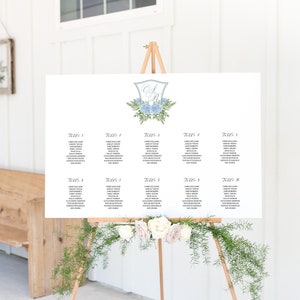 Blue Hydrangea Seating Chart Template, Printable Greenery Seating Chart, Seating Chart Floral Template, Succulent Seating Plan Wedding