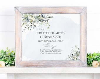 Dusty Blue Succulent Wedding Signs Template (Digital Download)