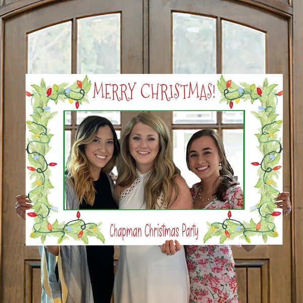 Photo Prop Frame, Holiday Party, Christmas Party Photo Prop Frame Printable Template, Garland Lights Photo Prop, Christmas Party Decor, DIY