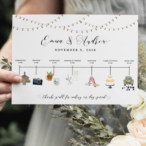 Wedding Timeline Printable, Editable Timeline, Rustic Wedding Welcome, Order of Events, Wedding Day Timeline, DIY Wedding Itinerary Template