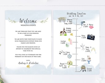 Editable Wedding Timeline Template: Printable Order of Events (5x7")